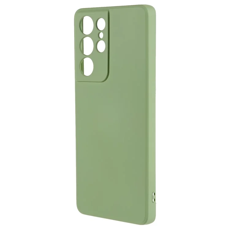 For Samsung Galaxy S21 Ultra 5G TPU Phone Case Fiber Lining Rubberized Cell Phone Cover - Bean Green