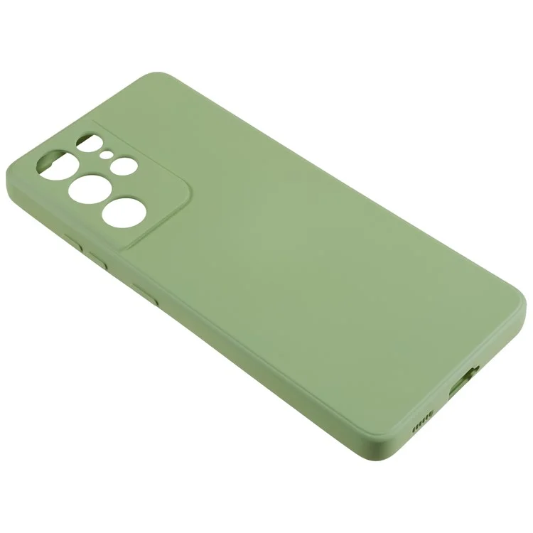 For Samsung Galaxy S21 Ultra 5G TPU Phone Case Fiber Lining Rubberized Cell Phone Cover - Bean Green