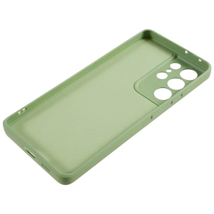 For Samsung Galaxy S21 Ultra 5G TPU Phone Case Fiber Lining Rubberized Cell Phone Cover - Bean Green