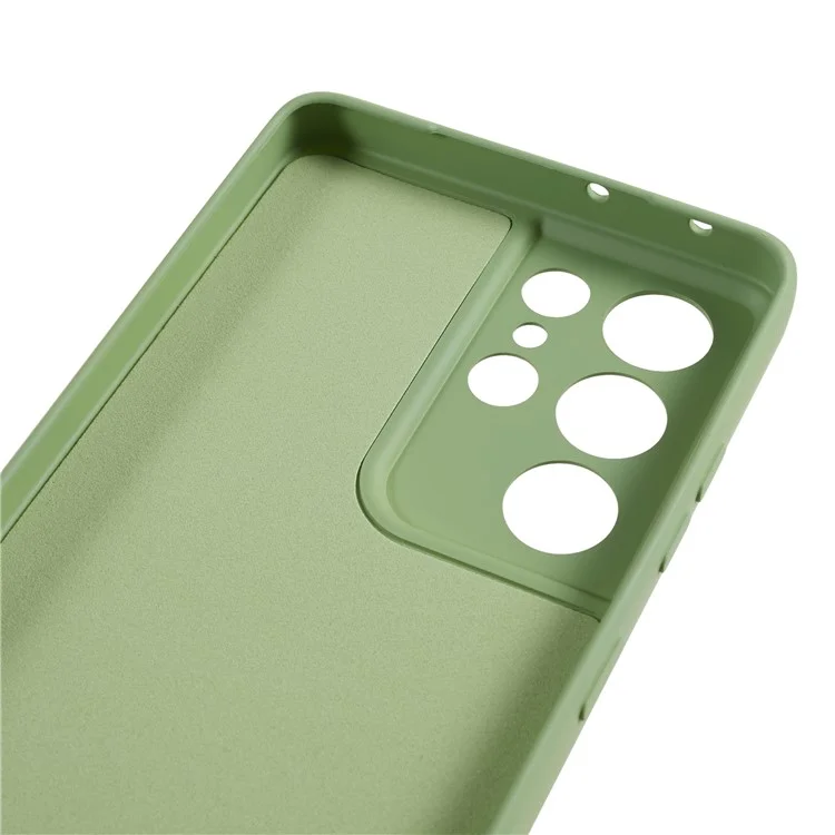 For Samsung Galaxy S21 Ultra 5G TPU Phone Case Fiber Lining Rubberized Cell Phone Cover - Bean Green