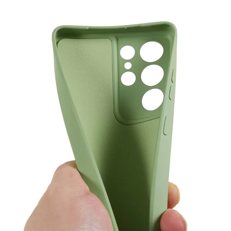 For Samsung Galaxy S21 Ultra 5G TPU Phone Case Fiber Lining Rubberized Cell Phone Cover - Bean Green