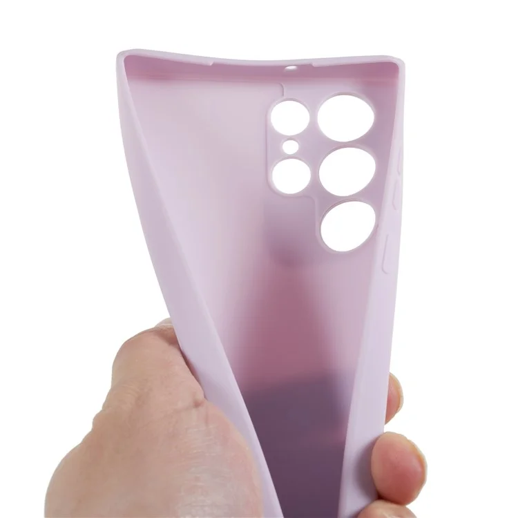 For Samsung Galaxy S22 Ultra 5G Straight Edge TPU Cover Lens Precise Cutout Candy Color Phone Case - Purple