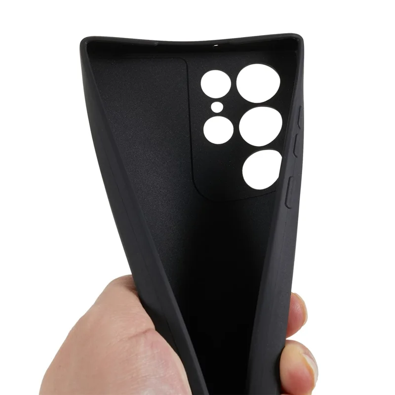 Für Samsung Galaxy S22 Ultra 5G Straight Edge TPU Cover Lens Precise Cutout Candy Color Phone Case - Schwarz