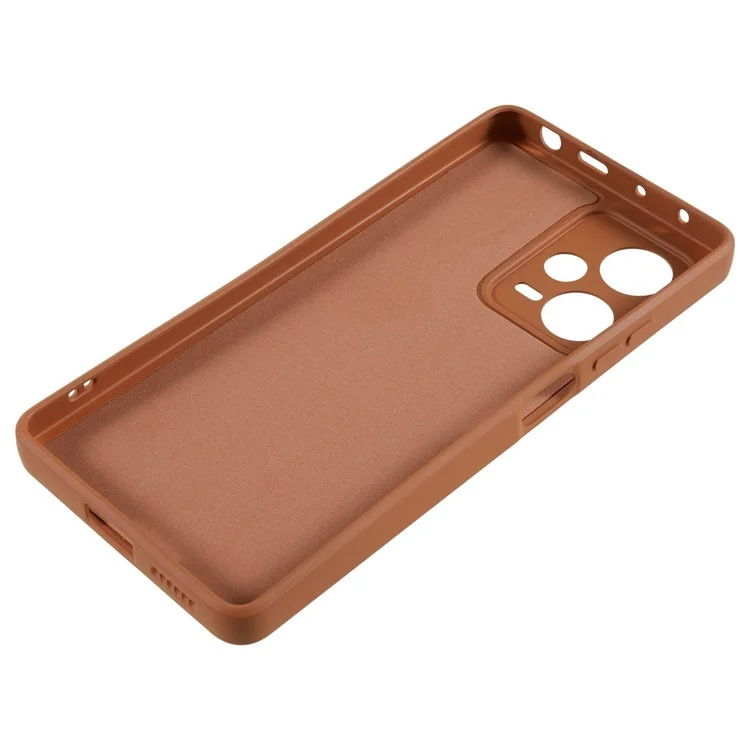 Capa de Telefone TPU para Xiaomi Redmi Note 12 Pro+ 5G Caso Fino Forro de Fibra Capa de Telefone Celular Revestida de Borracha - Caqui