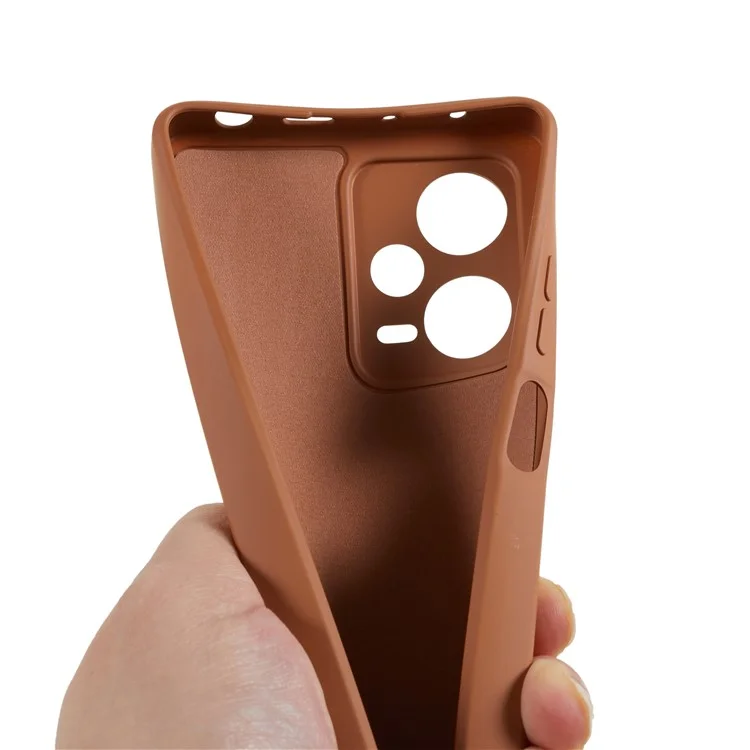 Capa de Telefone TPU para Xiaomi Redmi Note 12 Pro+ 5G Caso Fino Forro de Fibra Capa de Telefone Celular Revestida de Borracha - Caqui