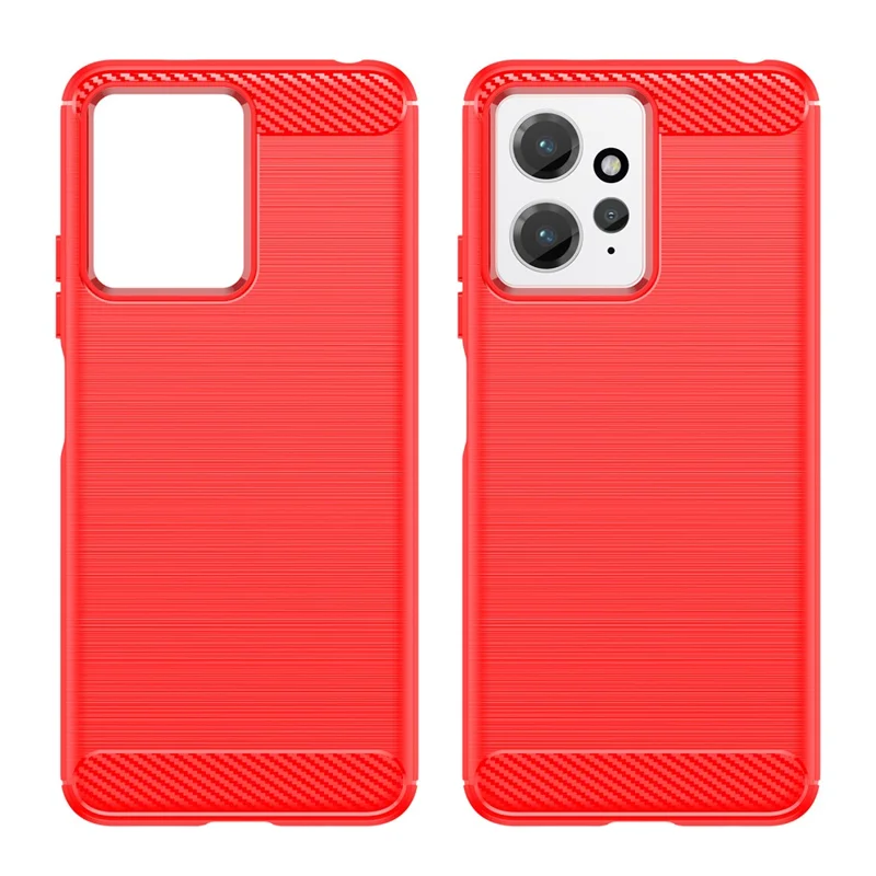 For Xiaomi Redmi Note 12 4G Brushed Phone Case Carbon Fiber Shock Absorption TPU Phone Cover - Red