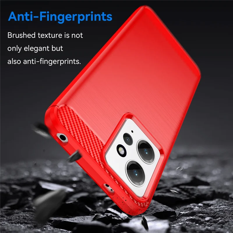 For Xiaomi Redmi Note 12 4G Brushed Phone Case Carbon Fiber Shock Absorption TPU Phone Cover - Red