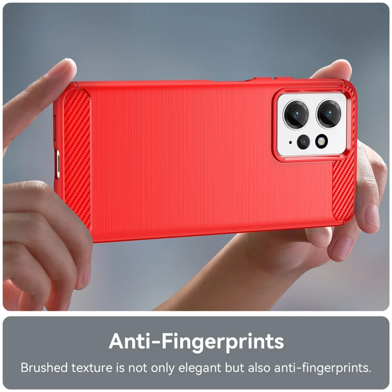 For Xiaomi Redmi Note 12 4G Brushed Phone Case Carbon Fiber Shock Absorption TPU Phone Cover - Red