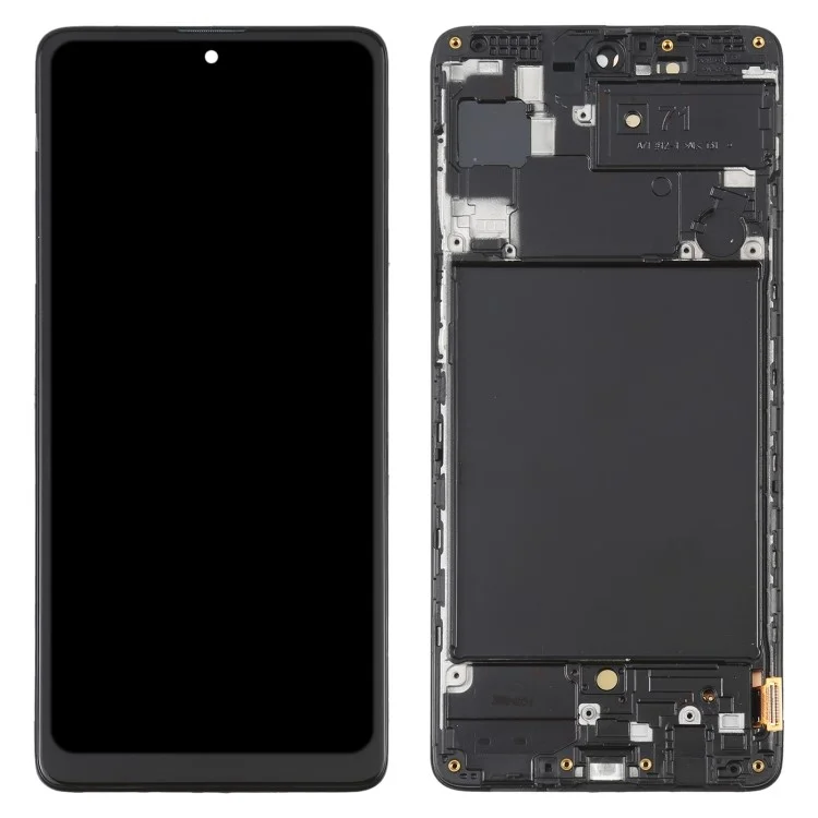 Para o Samsung Galaxy A71 4G SM-A715 Grau C 6.7 "oled Screen And Digitizer Assembly + Frame (sem Logotipo) - Preto