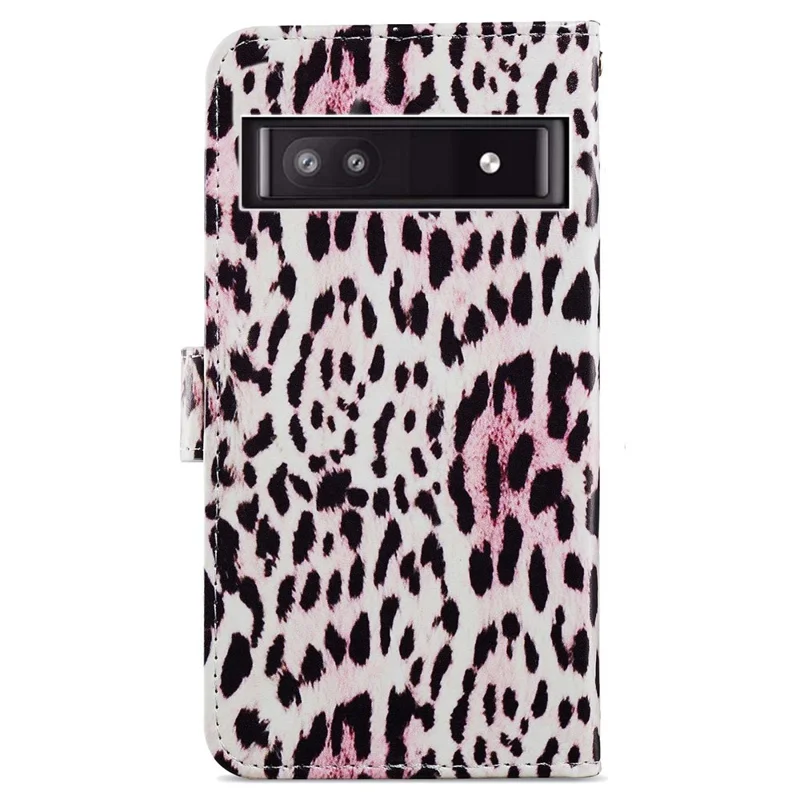 For Google Pixel 7a PU Leather Pattern Printing Phone Cover Wallet Stand Anti-Drop Protective Phone Case - Leopard