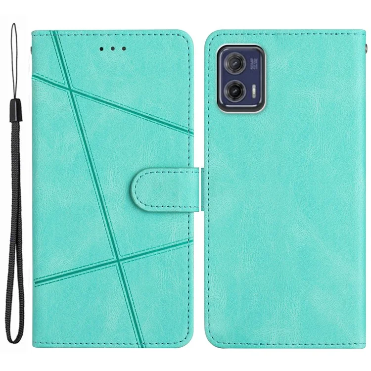 Для Motorola Moto G73 5G Imprinted Lines Crazy Horse Texture Leather Wallet Phone Cover Drop-proof Stand Case with Strap - Зеленый