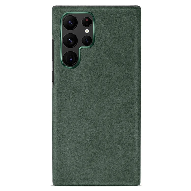 Pour Samsung Galaxy S23 Ultra Suede Coated PC Phone Case Magnetic Anti-drop Phone Cover - Vert noirâtre