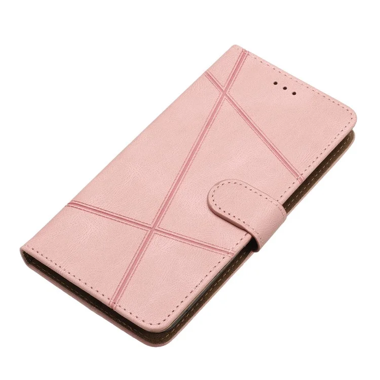 Para Xiaomi Poco X5 Pro 5G / Redmi Note 12 Pro Speed 5G / Note 12 Pro 5G Crazy Horse Texture Leather Wallet Cover Imprinted Lines Folding Stand Case - Rose Gold
