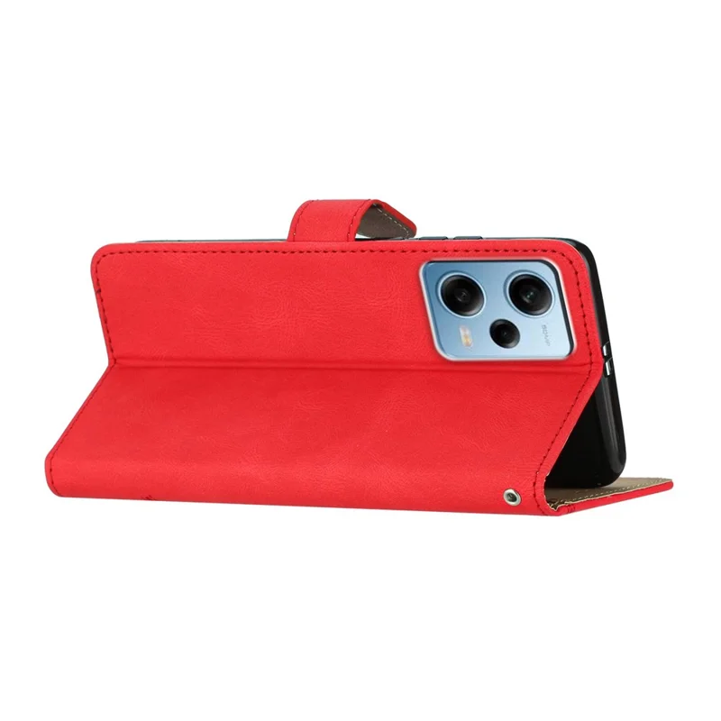 For Xiaomi Poco X5 Pro 5G / Redmi Note 12 Pro Speed 5G / Note 12 Pro 5G Crazy Horse Texture Leather Wallet Cover Imprinted Lines Folding Stand Case - Red