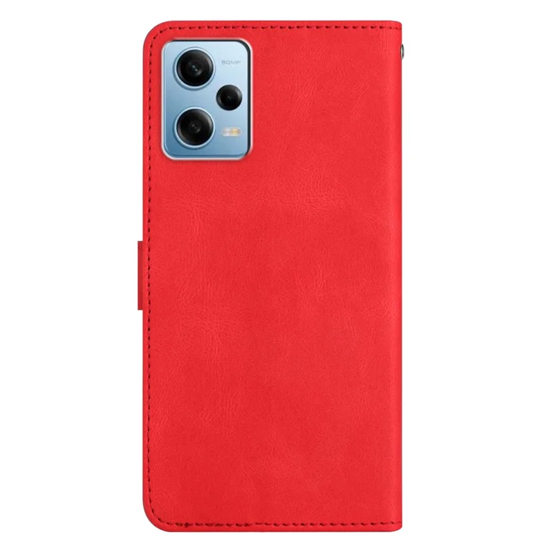 For Xiaomi Poco X5 Pro 5G / Redmi Note 12 Pro Speed 5G / Note 12 Pro 5G Crazy Horse Texture Leather Wallet Cover Imprinted Lines Folding Stand Case - Red