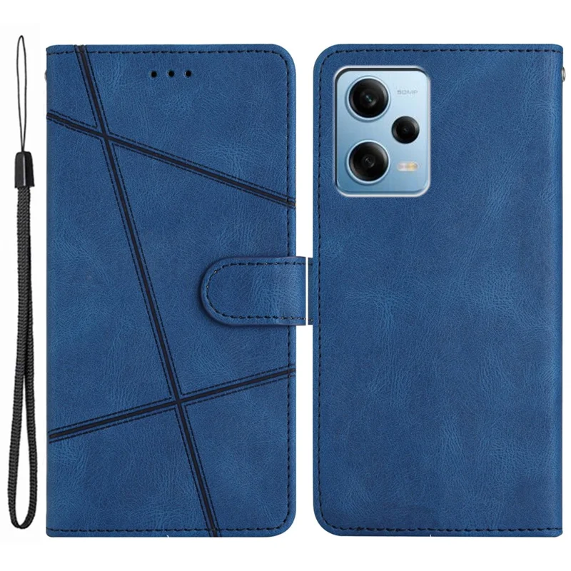 For Xiaomi Poco X5 Pro 5G / Redmi Note 12 Pro Speed 5G / Note 12 Pro 5G Crazy Horse Texture Leather Wallet Cover Imprinted Lines Folding Stand Case - Blue