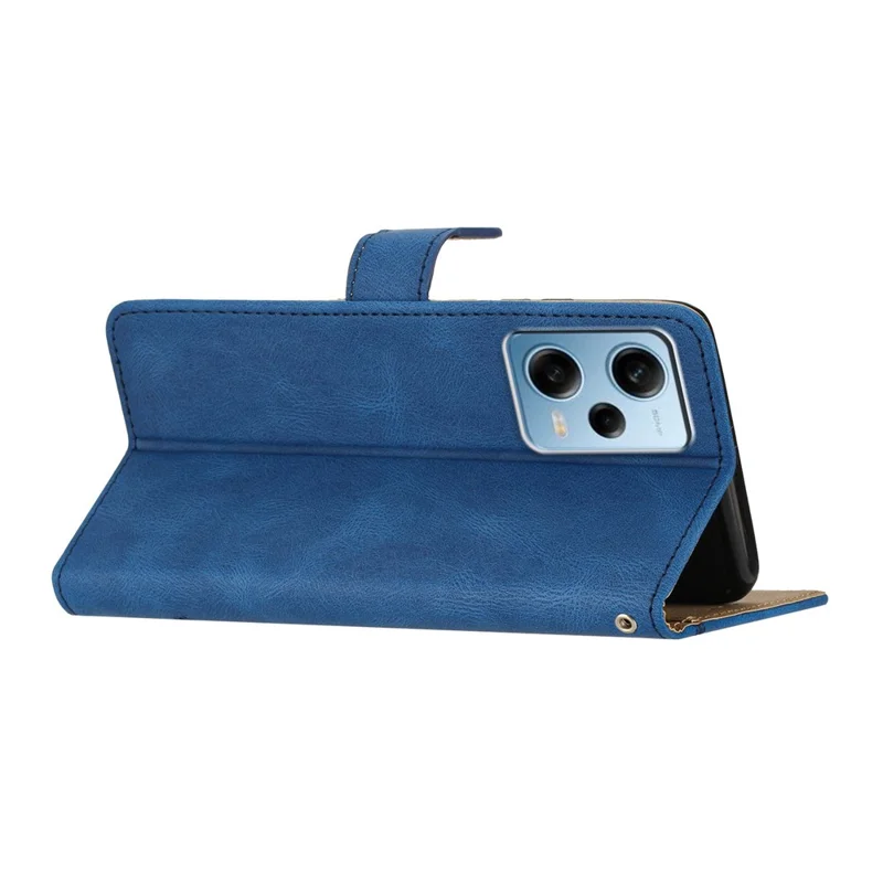 For Xiaomi Poco X5 Pro 5G / Redmi Note 12 Pro Speed 5G / Note 12 Pro 5G Crazy Horse Texture Leather Wallet Cover Imprinted Lines Folding Stand Case - Blue
