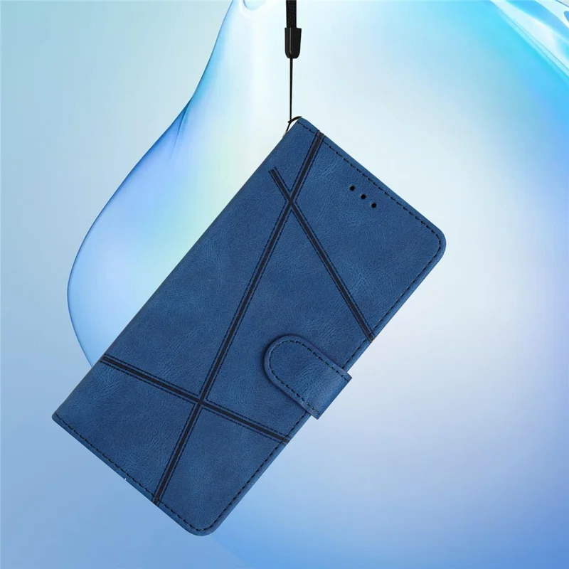 For Xiaomi Poco X5 Pro 5G / Redmi Note 12 Pro Speed 5G / Note 12 Pro 5G Crazy Horse Texture Leather Wallet Cover Imprinted Lines Folding Stand Case - Blue