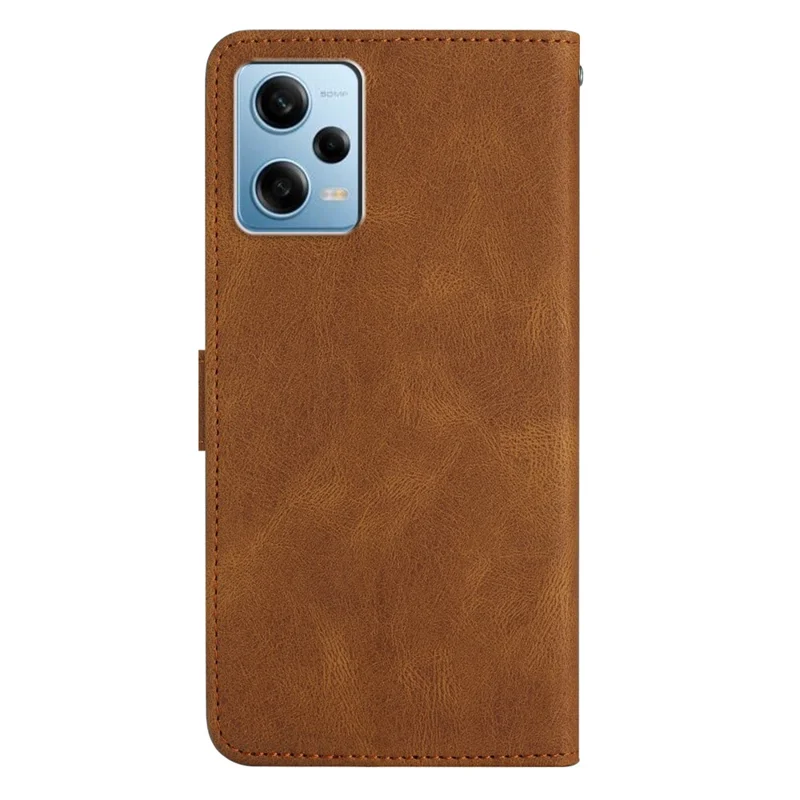 For Xiaomi Poco X5 Pro 5G / Redmi Note 12 Pro Speed 5G / Note 12 Pro 5G Crazy Horse Texture Leather Wallet Cover Imprinted Lines Folding Stand Case - Brown