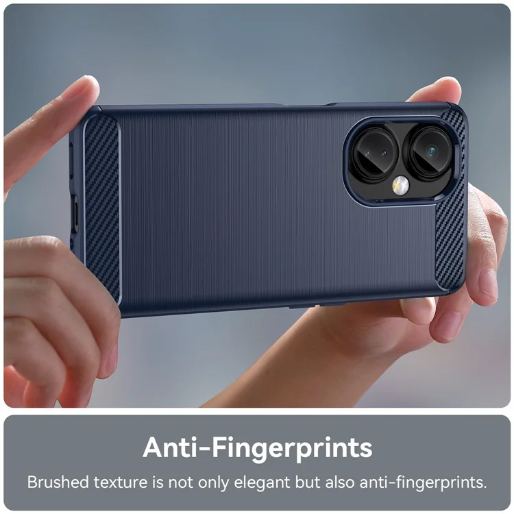 For OnePlus Nord CE 3 Lite 5G / Nord N30 5G Carbon Fiber Texture Brushed Phone Case Soft TPU Anti-drop Back Cover - Blue