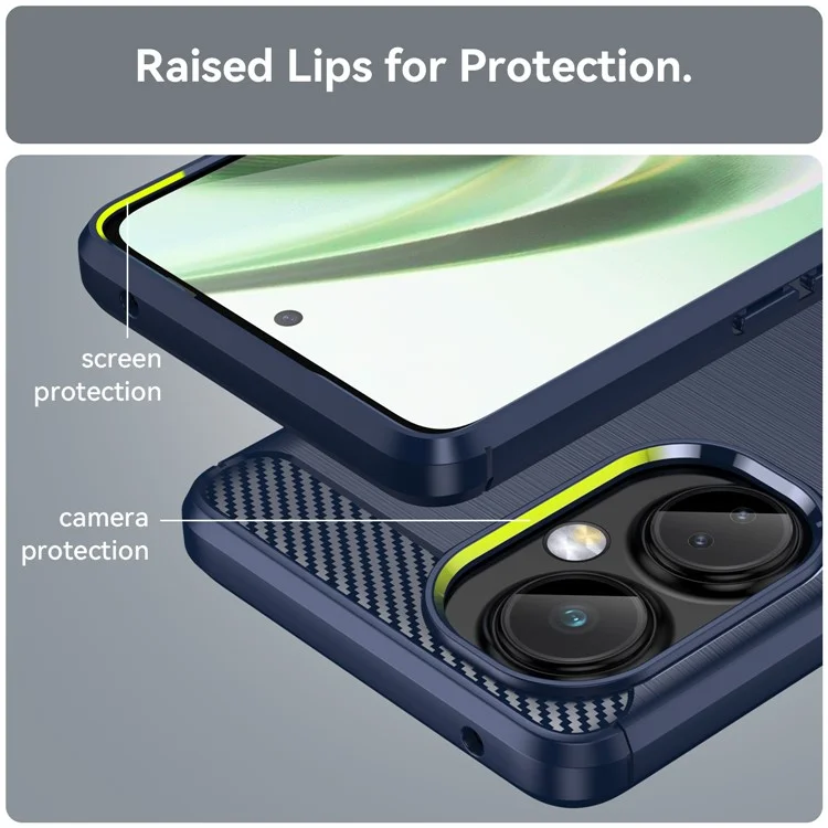 For OnePlus Nord CE 3 Lite 5G / Nord N30 5G Carbon Fiber Texture Brushed Phone Case Soft TPU Anti-drop Back Cover - Blue
