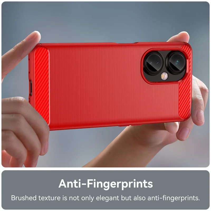 For OnePlus Nord CE 3 Lite 5G / Nord N30 5G Carbon Fiber Texture Brushed Phone Case Soft TPU Anti-drop Back Cover - Red