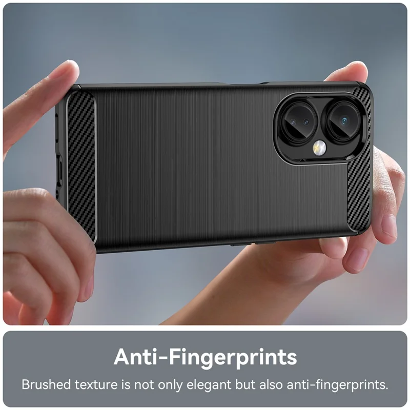 For OnePlus Nord CE 3 Lite 5G / Nord N30 5G Carbon Fiber Texture Brushed Phone Case Soft TPU Anti-drop Back Cover - Black