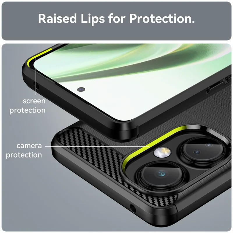 For OnePlus Nord CE 3 Lite 5G / Nord N30 5G Carbon Fiber Texture Brushed Phone Case Soft TPU Anti-drop Back Cover - Black