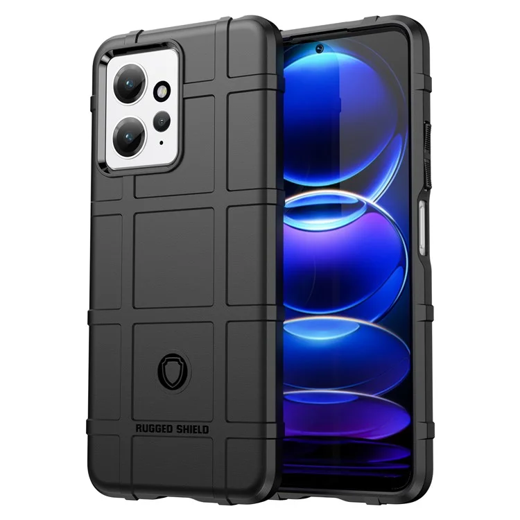 Pour Xiaomi Redmi Note 12 4G Étui de téléphone en TPU souple à texture carré quadrillée antichoc - Noir