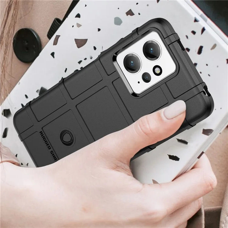 Pour Xiaomi Redmi Note 12 4G Étui de téléphone en TPU souple à texture carré quadrillée antichoc - Noir