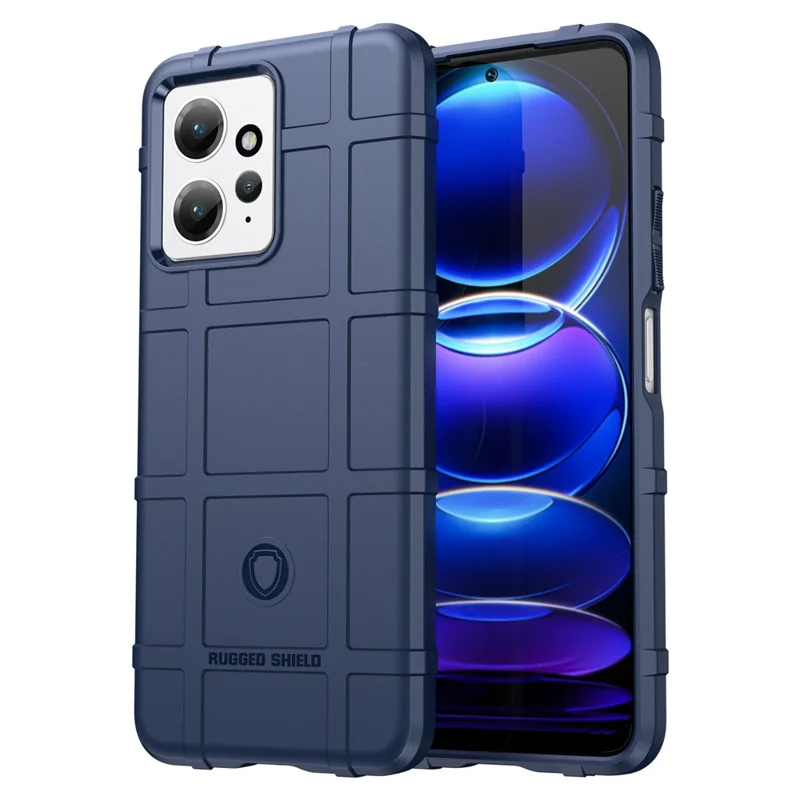 For Xiaomi Redmi Note 12 4G Soft TPU Phone Case Square Grid Texture Anti-drop Back Cover - Blue