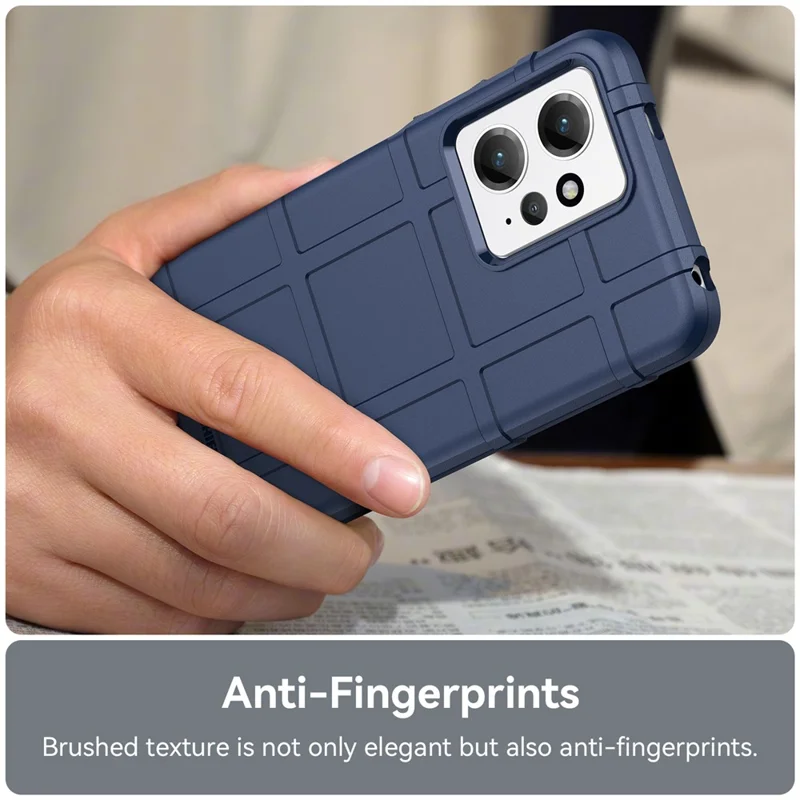For Xiaomi Redmi Note 12 4G Soft TPU Phone Case Square Grid Texture Anti-drop Back Cover - Blue