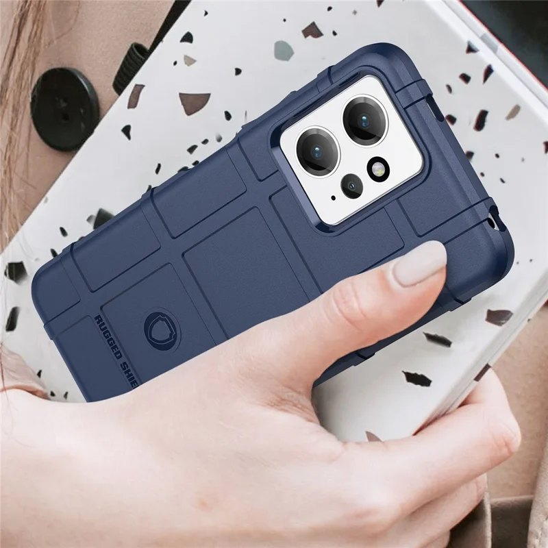 For Xiaomi Redmi Note 12 4G Soft TPU Phone Case Square Grid Texture Anti-drop Back Cover - Blue