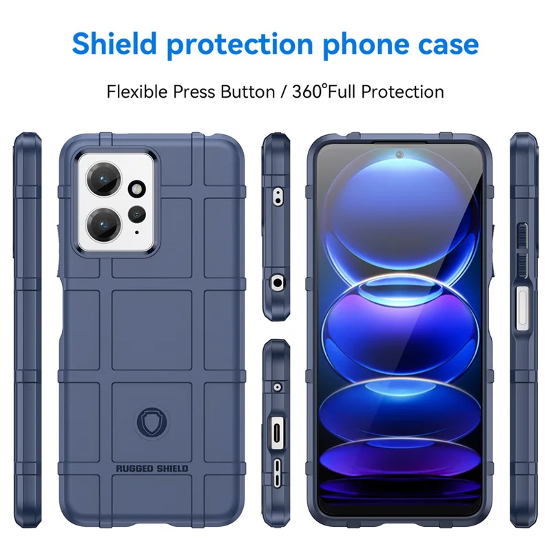 For Xiaomi Redmi Note 12 4G Soft TPU Phone Case Square Grid Texture Anti-drop Back Cover - Blue