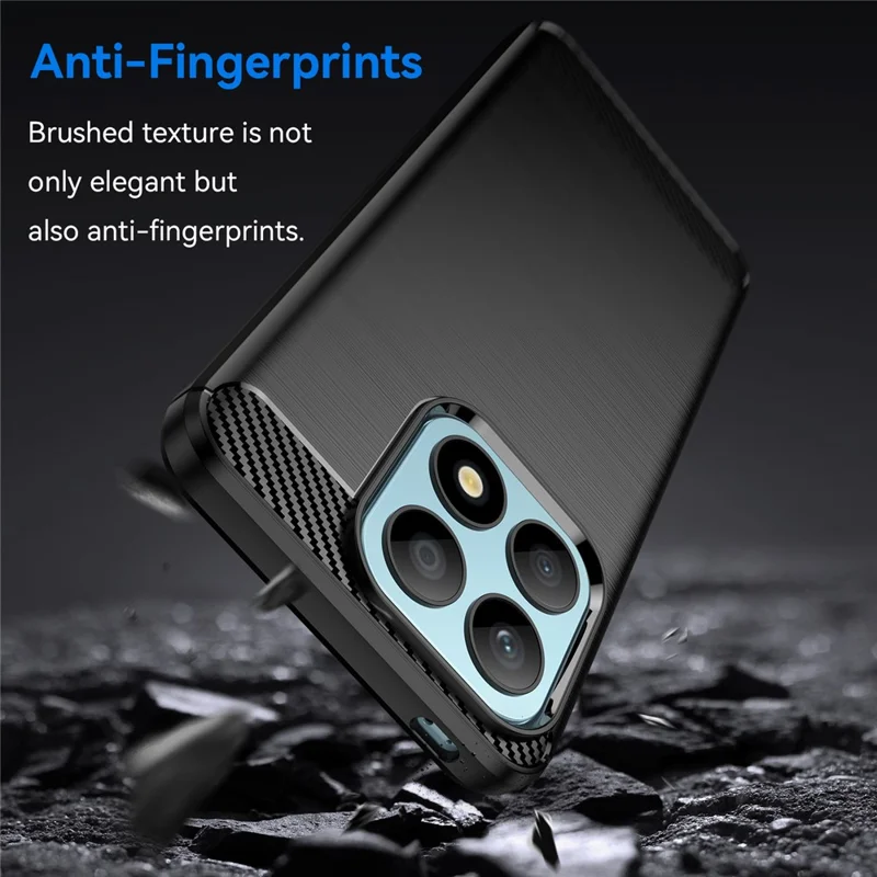 For Honor X8a 4G Carbon Fiber Texture Brushed TPU Phone Case Anti-drop Cell Phone Cover - Black
