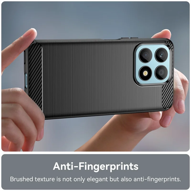 For Honor X8a 4G Carbon Fiber Texture Brushed TPU Phone Case Anti-drop Cell Phone Cover - Black