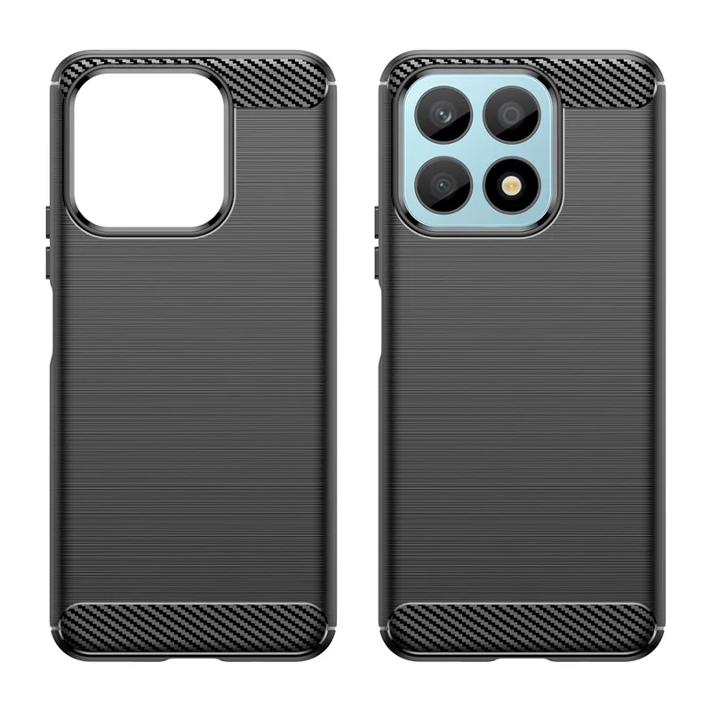 For Honor X8a 4G Carbon Fiber Texture Brushed TPU Phone Case Anti-drop Cell Phone Cover - Black