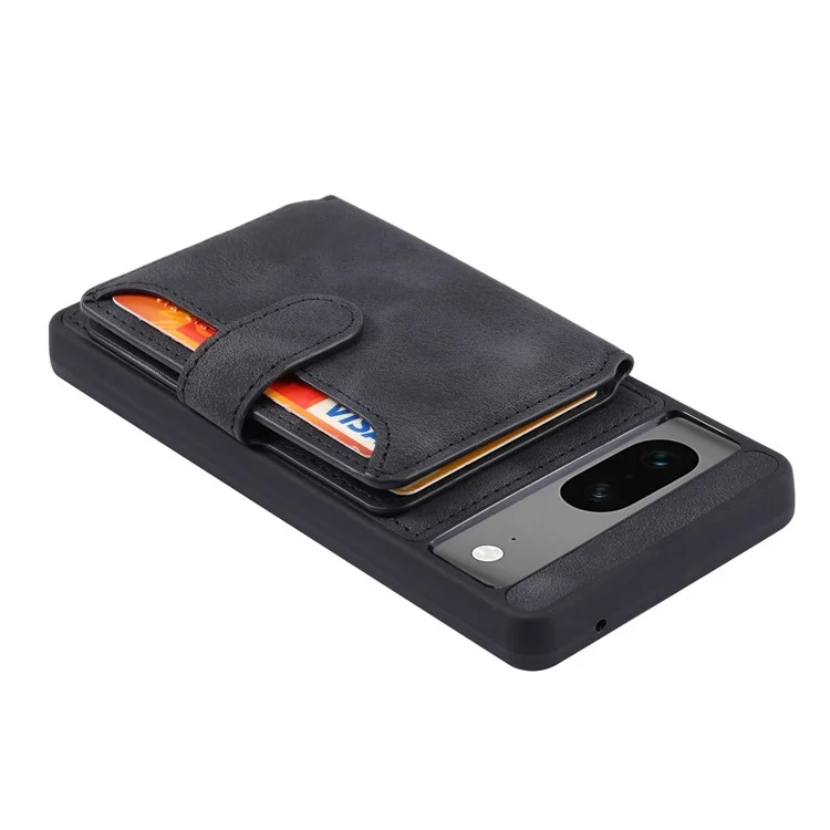 For Google Pixel 7 5G RFID Blocking Wallet Phone Cover Skin-touch Kickstand Leather Coated TPU Case - Black