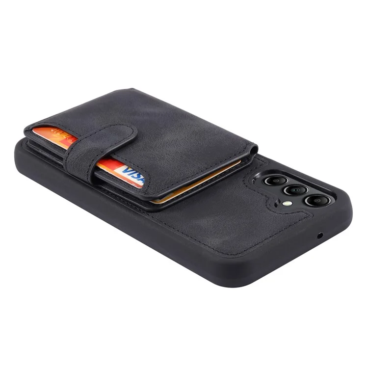 Per Samsung Galaxy A34 5G Kickstand Phone Cover RFID Blocking Wallet PU Leather Coated TPU Case - Nero