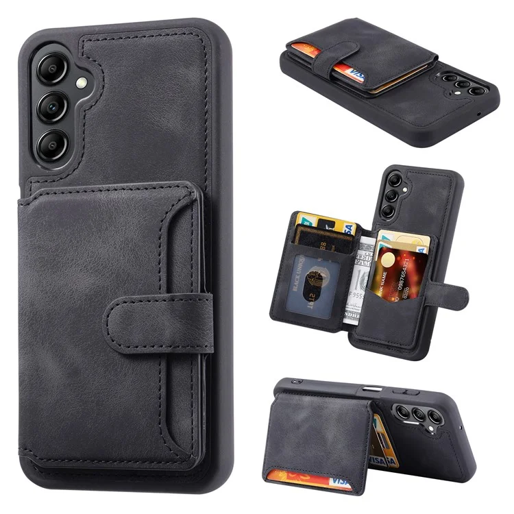 Para Samsung Galaxy A54 5G RFID Blocking Phone Case Leather Coated TPU Cover with Wallet Kickstand - Negro