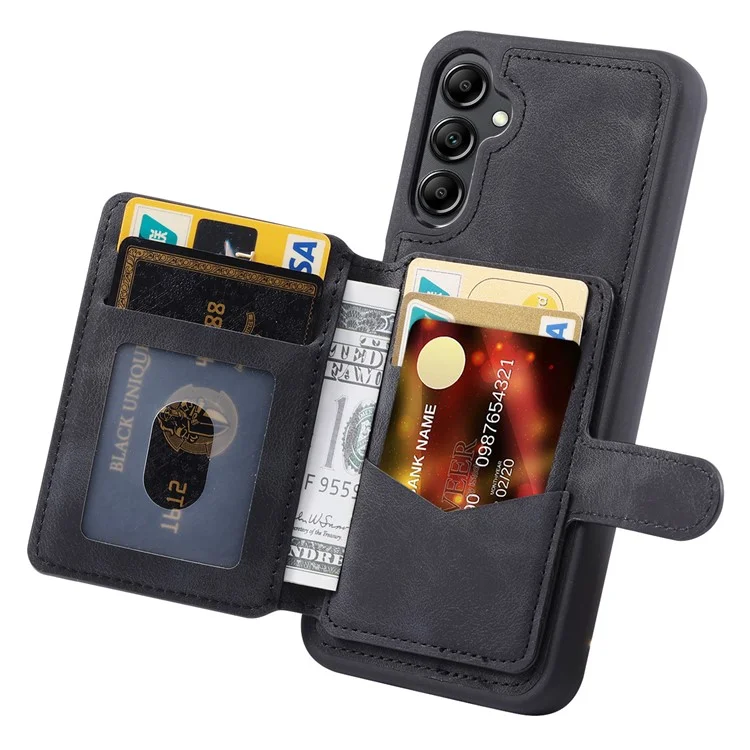 Para Samsung Galaxy A54 5G RFID Blocking Phone Case Leather Coated TPU Cover with Wallet Kickstand - Negro