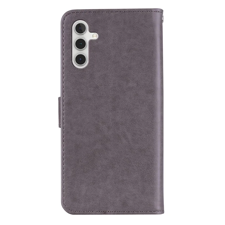 Для Samsung Galaxy A54 5G Rhinestone Phone Cover Imprinted Owl Flower Leather Case with Stand Wallet - Grey