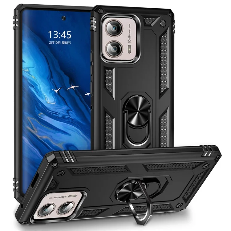 Funda para Motorola Edge+ (2023) Soporte para Anillo Soporte Giratorio PC+TPU Resistente a Caídas - Negro