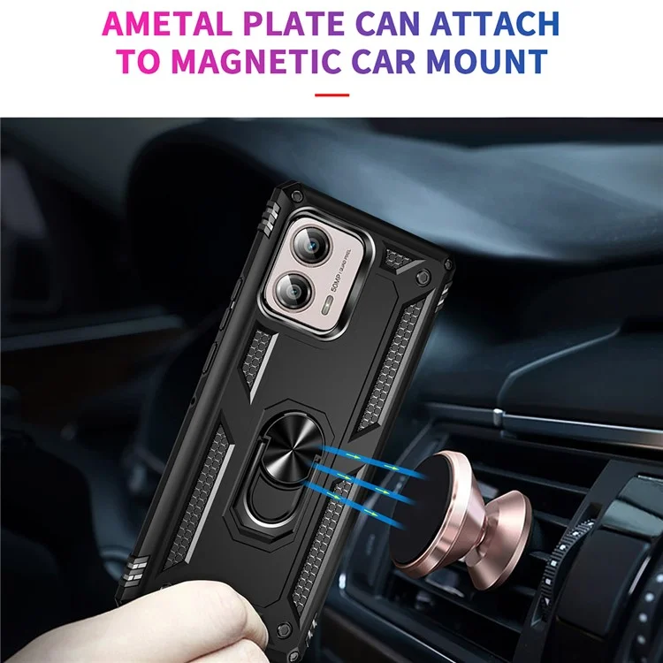 Funda para Motorola Edge+ (2023) Soporte para Anillo Soporte Giratorio PC+TPU Resistente a Caídas - Negro