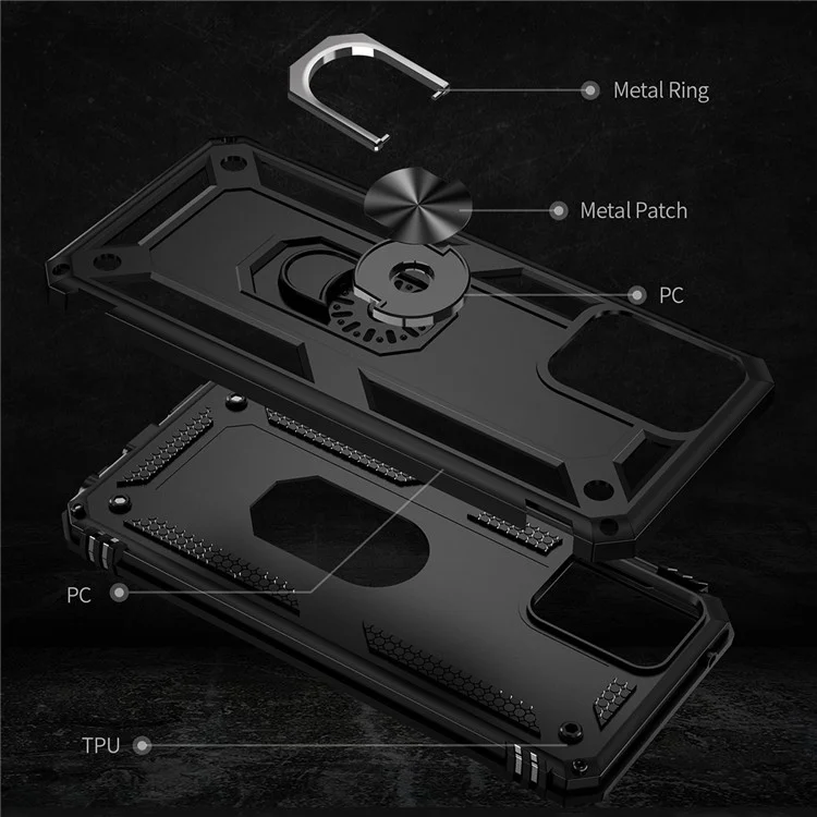 Funda para Motorola Edge+ (2023) Soporte para Anillo Soporte Giratorio PC+TPU Resistente a Caídas - Negro