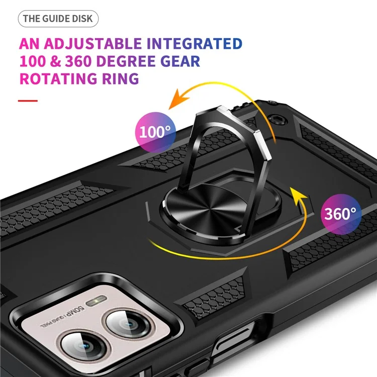 Funda para Motorola Edge+ (2023) Soporte para Anillo Soporte Giratorio PC+TPU Resistente a Caídas - Negro