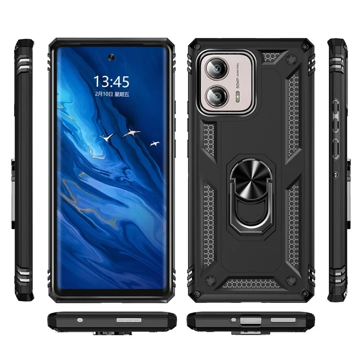 Funda para Motorola Edge+ (2023) Soporte para Anillo Soporte Giratorio PC+TPU Resistente a Caídas - Negro
