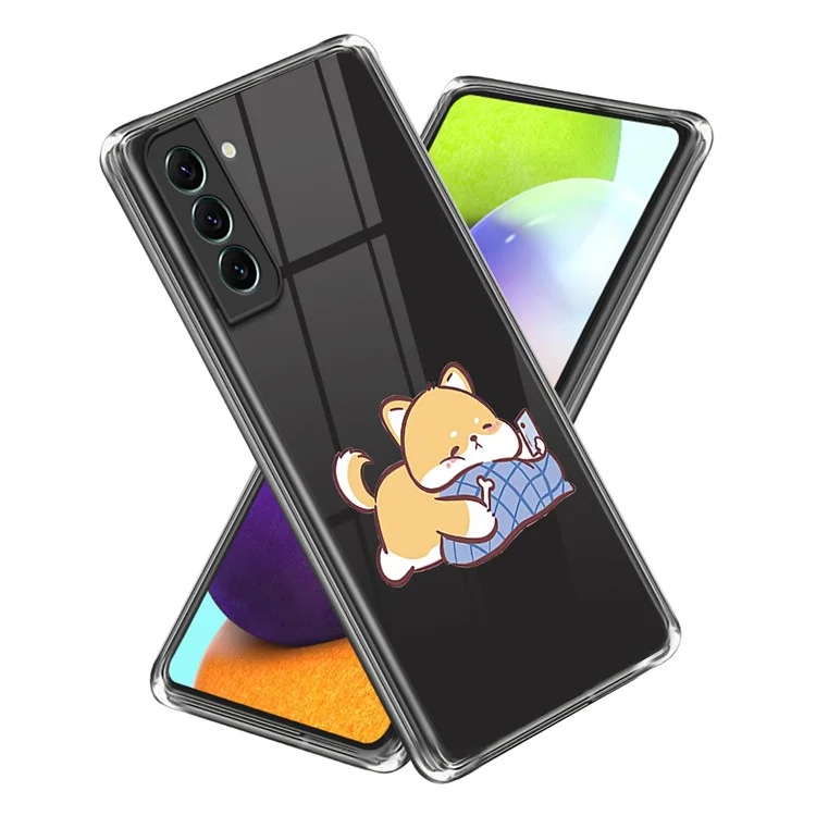 Für Samsung Galaxy S23 Muster Drucken Handyhülle Ultra Slim TPU Kratzfest Rückseite Abdeckung - Blauer Kissen Hund