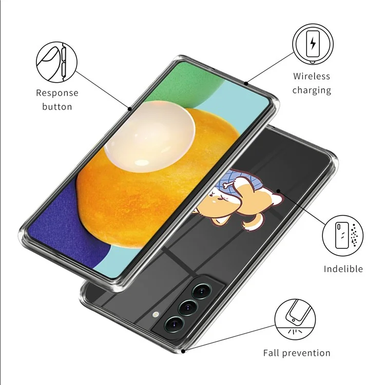 Für Samsung Galaxy S23 Muster Drucken Handyhülle Ultra Slim TPU Kratzfest Rückseite Abdeckung - Blauer Kissen Hund