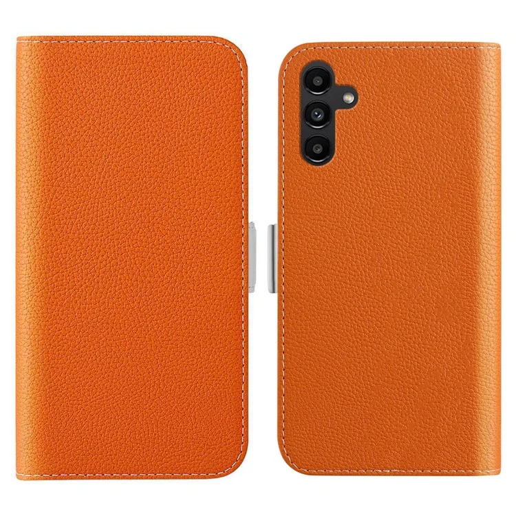 Per Samsung Galaxy A24 4G (162,1 x 77,6 x 8,3 mm) Litchi Texture PU Leather Case Stand Wallet Candy Color Cover - Arancione
